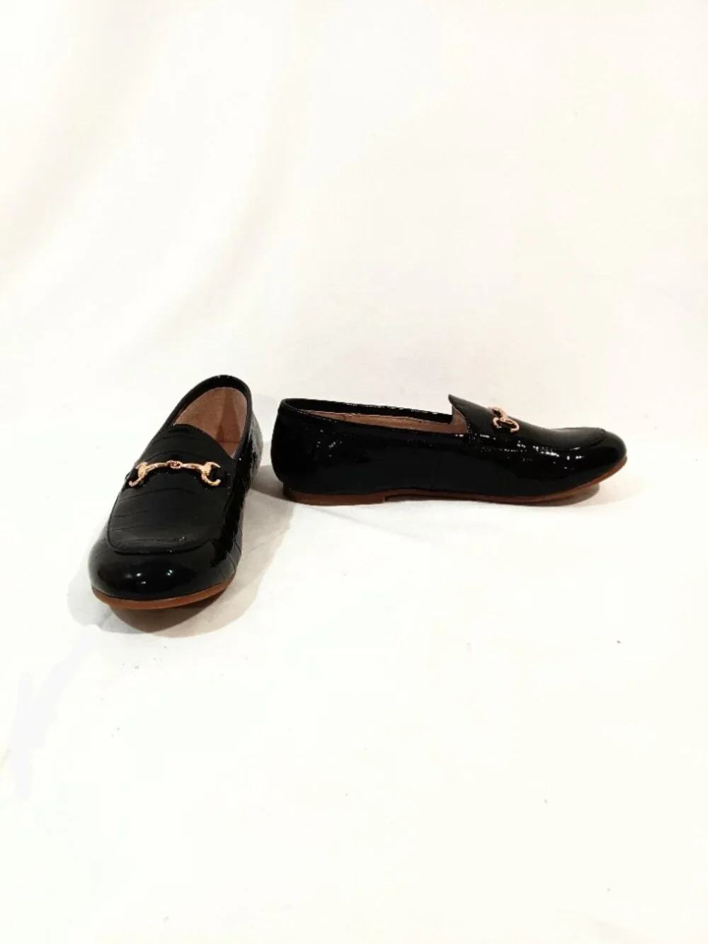 Belt Girl Shoes Size 4.5 USA 36 EU New Loafers Flats Slip On Black